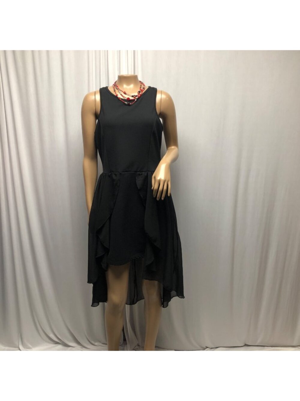 Malloy Black Sleeveless High-Low Dress Womens Size Large Keyhole Back Whimsigoth